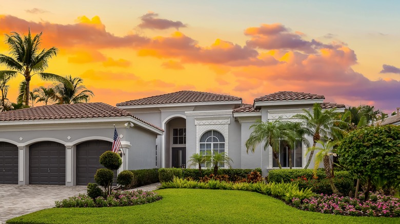 white house with tile roof