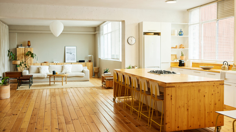 An open floor plan kitchen and living room