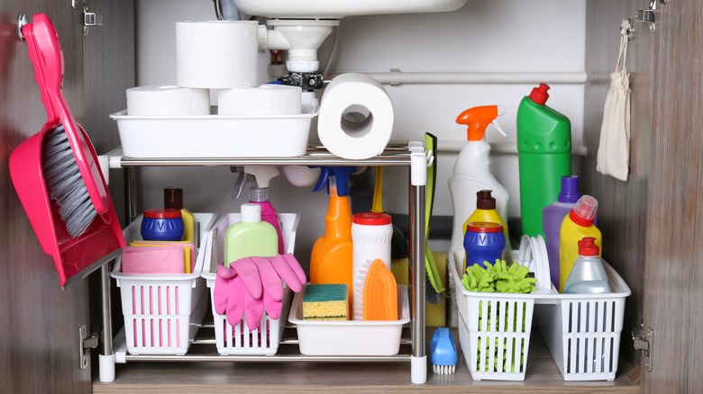 Tidy storage under bathroom sink