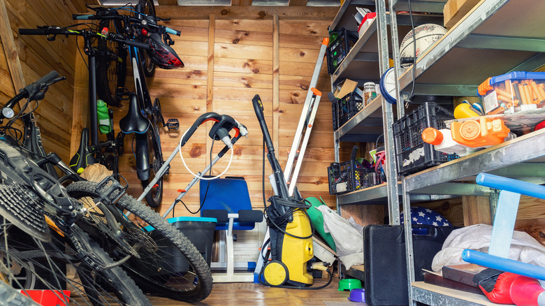 Messy storage shed