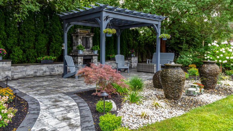 backyard with landscaping and seating area