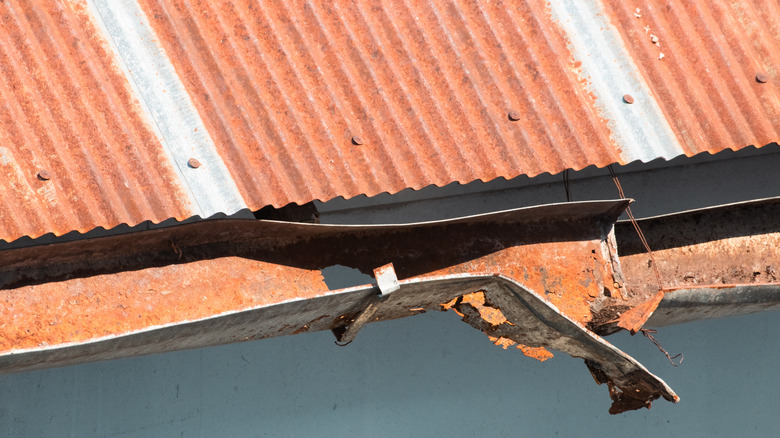 Rusty metal gutter