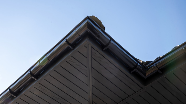 Black plastic guttering