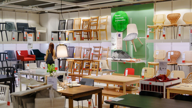 IKEA showroom with various chairs