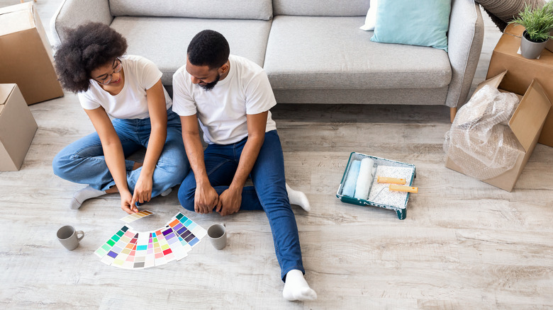 Couple with paint swatches