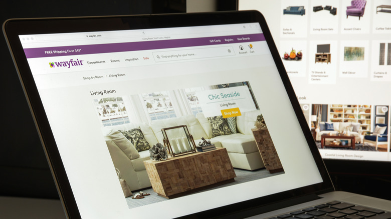 wayfair website on laptop