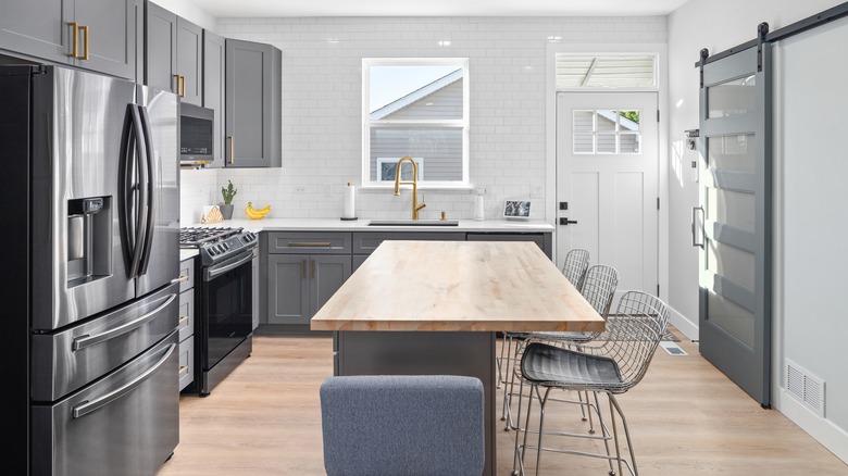 Kitchen with dark gray charcoal cabinets