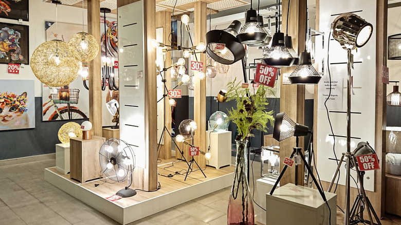 lighting section of a hardware store