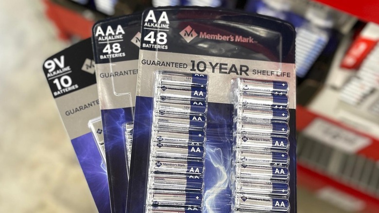 Three packs of Member's Mark brand batteries.