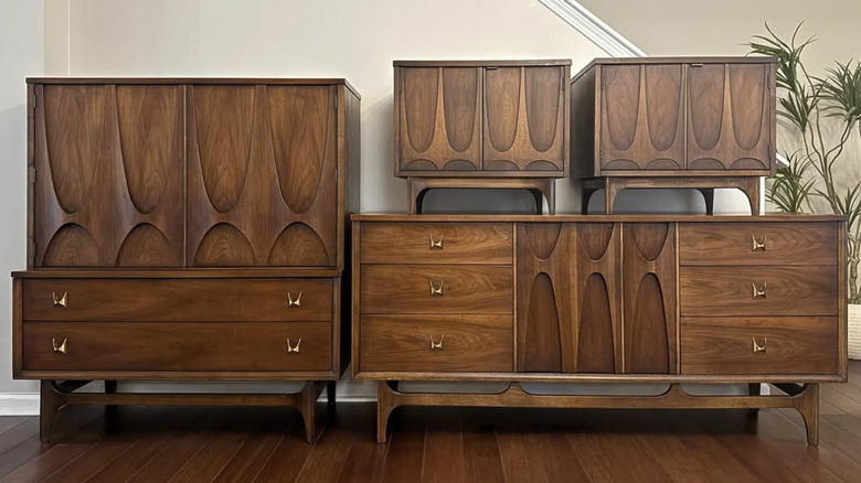 A collection of Broyhill Brasilia furniture pieces stacked on top of each other.