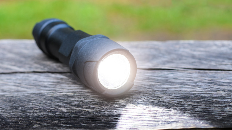 Small flashlight turned on 
