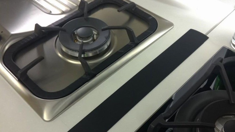 Closeup of a silicone gap cover in the kitchen