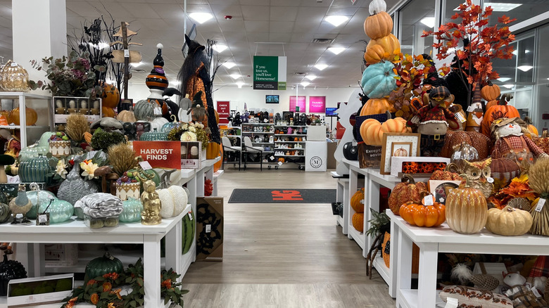 A home decor store stocked with fall and Halloween decor items