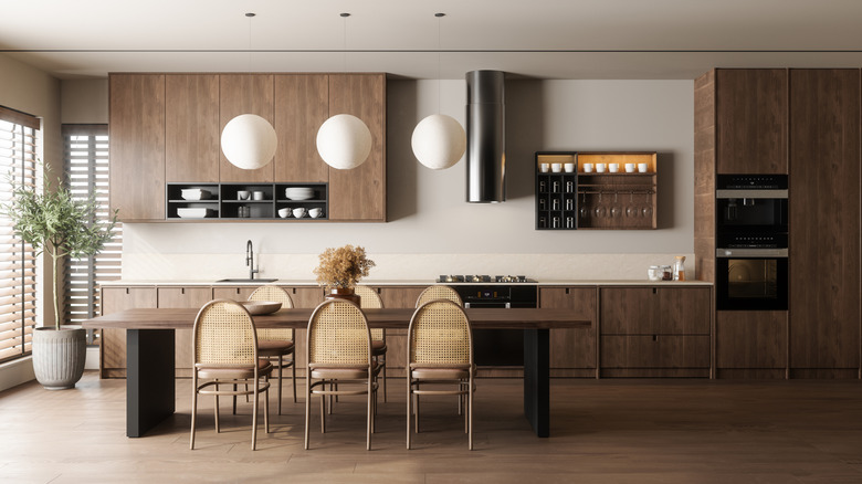 elegant modern kitchen with wood cabinetry