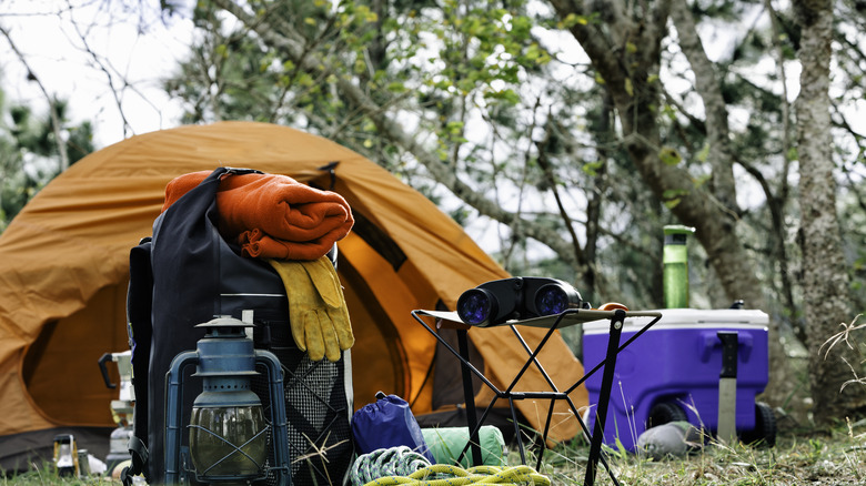 Camping supplies accumulated