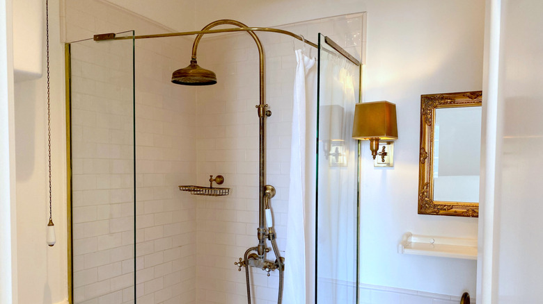 old-fashioned freestanding shower
