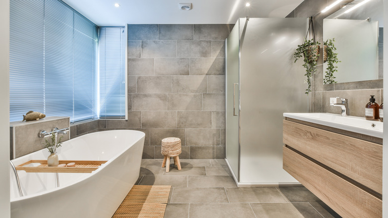 Bathroom with toilet hidden