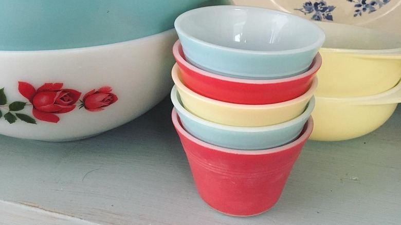Stack of vintage Pyrex custard cups