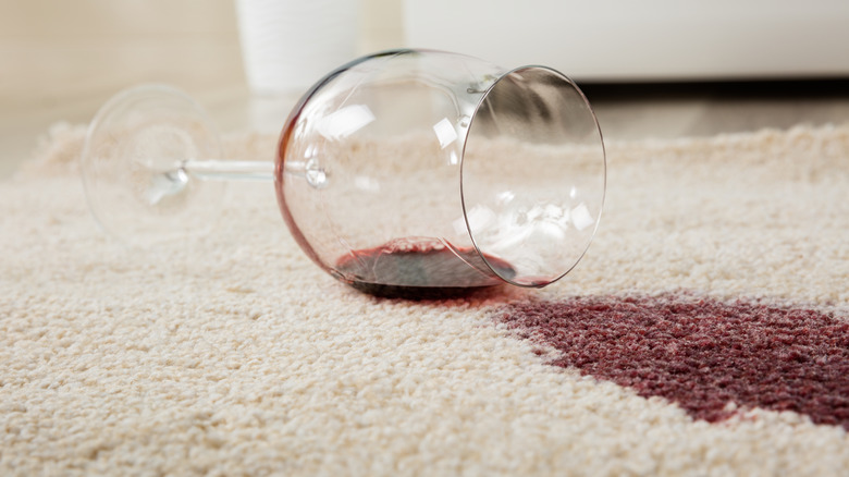 Red wine spilt on the carpet