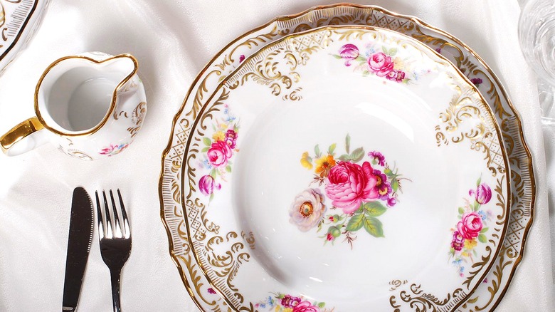 Fine china serveware with flowers