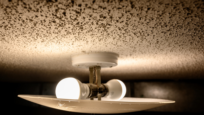 A ceiling's popcorn texture in relief