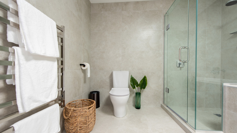 Bathroom with a large empty space behind the toilet