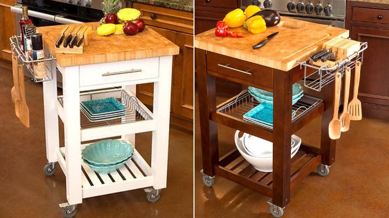 kitchen rolling carts - white, brown