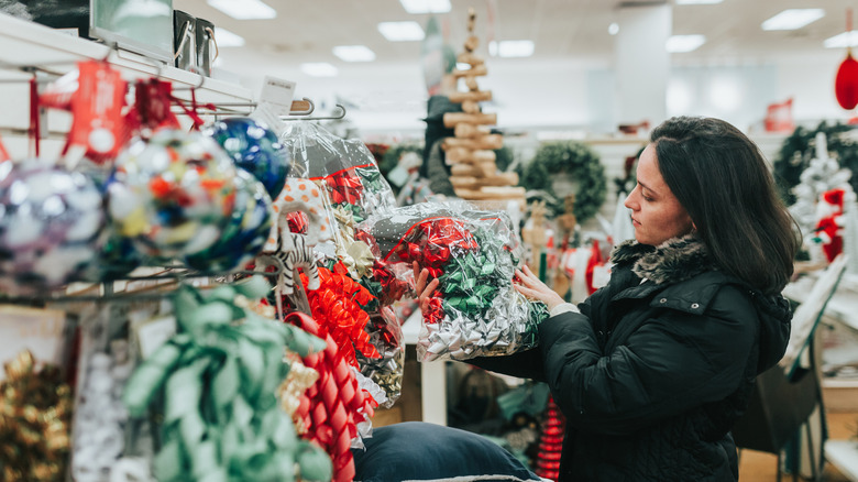 Person shopping for Christmas decor