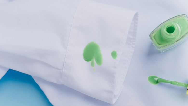 nail polish on shirt