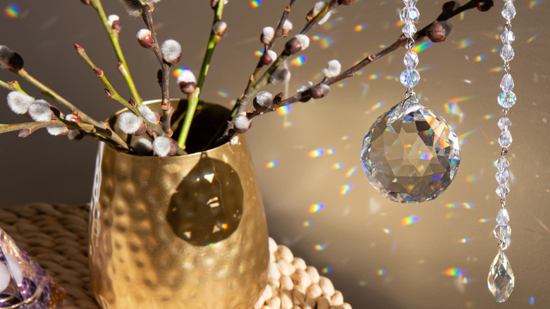 crystal sun catcher in vase