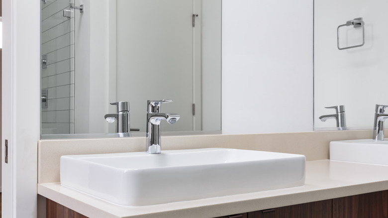 Bathroom mirror over sink