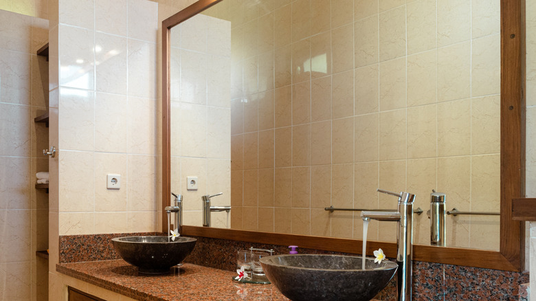 Framed bathroom mirror