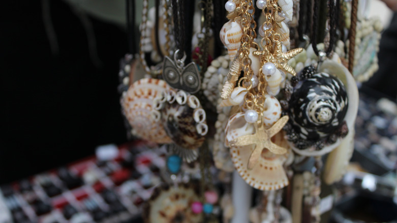 Jewelry holder filled with necklaces