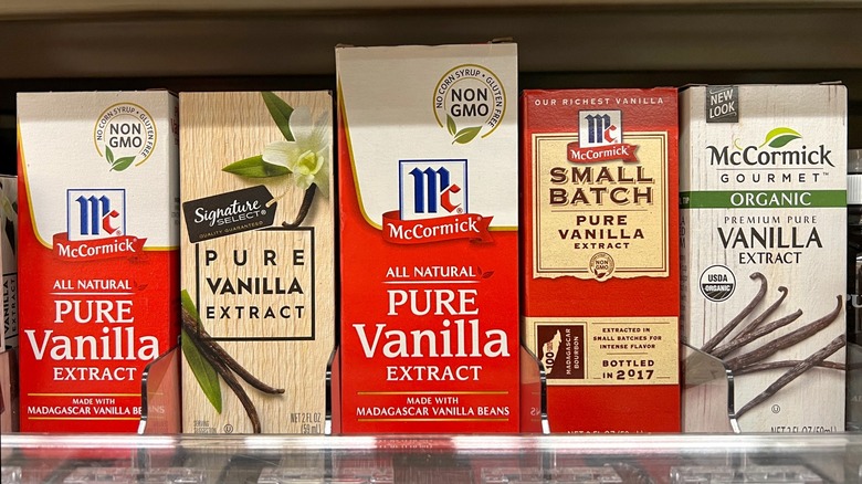 Vanilla extract on grocery shelf