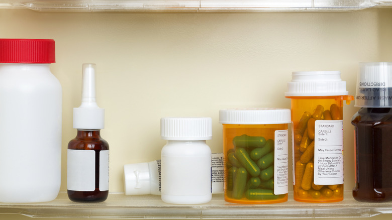 Vitamins and medicine on a shelf
