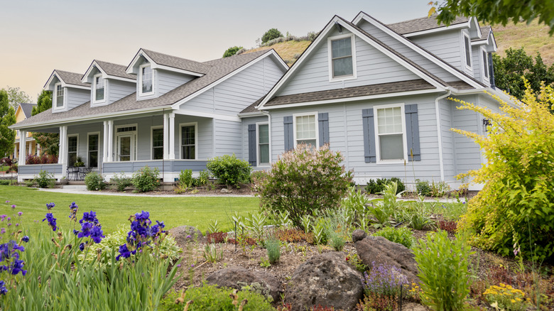 Home with landscaping