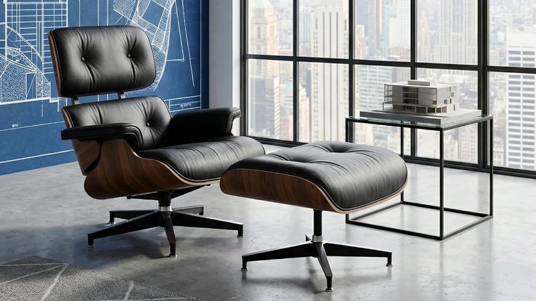 Amazon lounge chair and ottoman in a home library/study