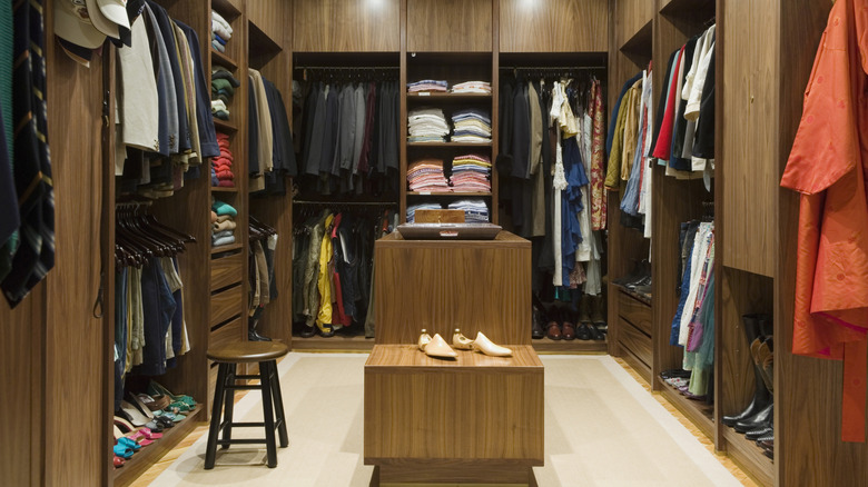 Rug in wood closet