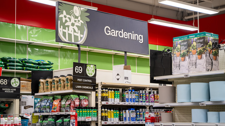 The gardening section of a local hardware store.