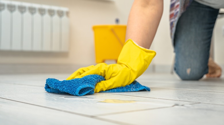 washing porcelain floors