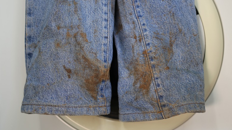 Rust stained blue jeans