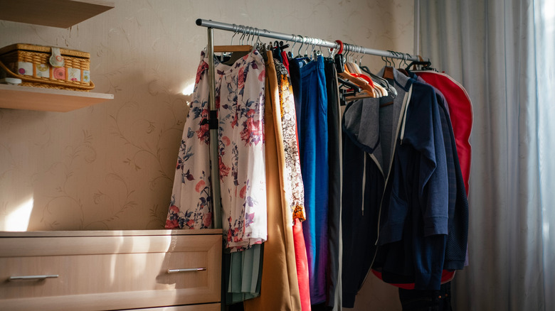 nice clothes on hanging rail