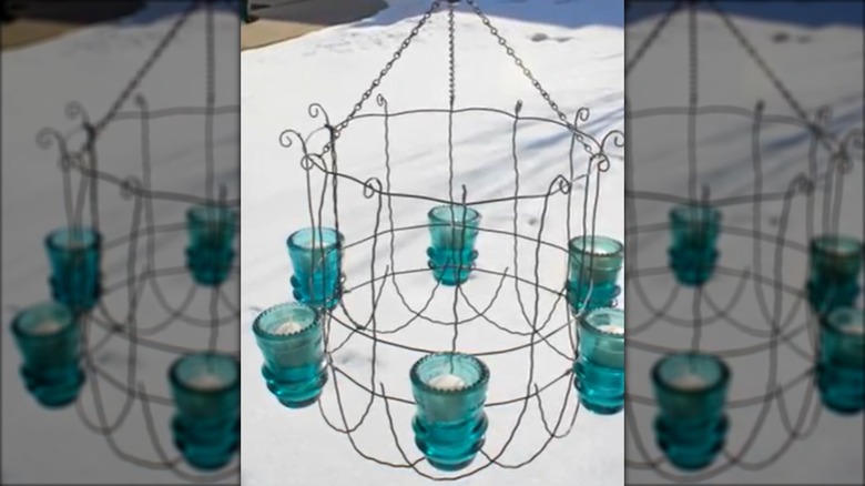 Candelabra made with wire and glass insulators