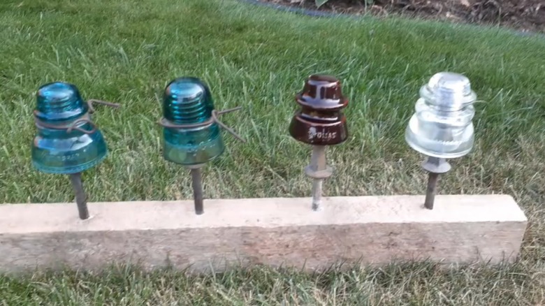 Telegraph pole display for glass insulators