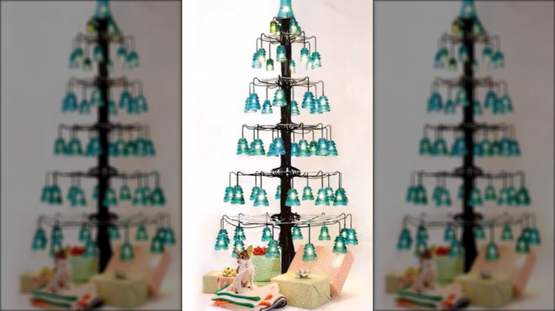 Glass insulator Christmas tree on wire rack