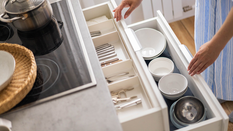 kitchen drawer organizing bins
