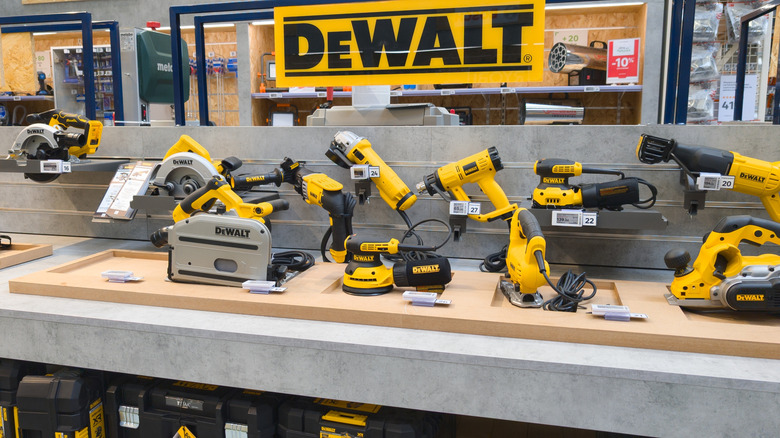DeWalt power tool display inside hardware store