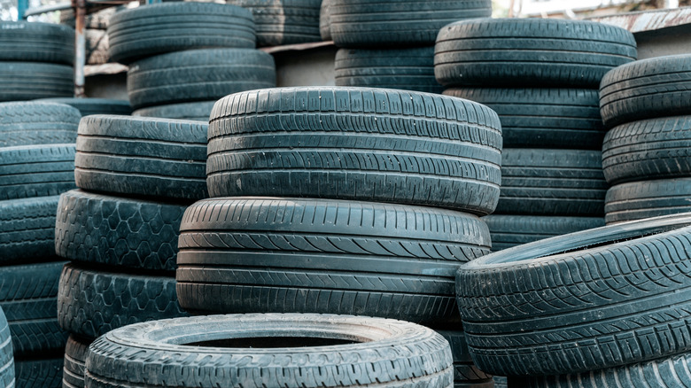 Piles of used tires