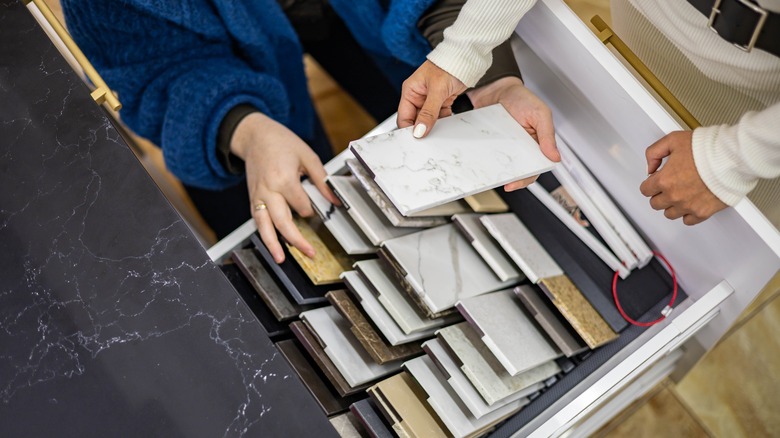 countertop samples in drawer