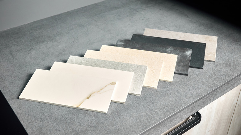 Samples on a kitchen countertop 